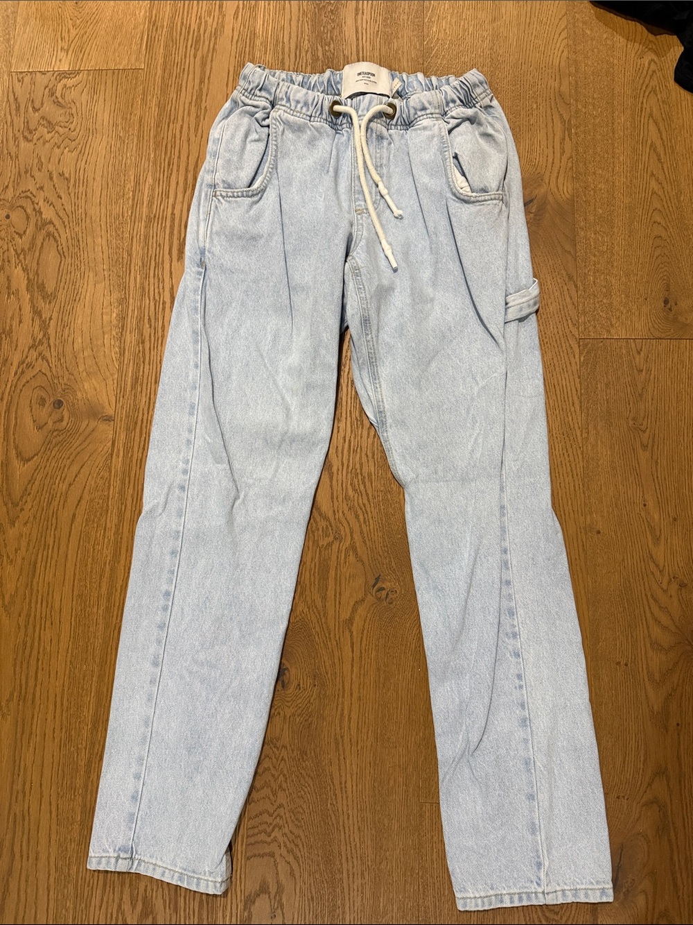 Women’s Relaxed Light Blue Drawstring Denim Jeans
